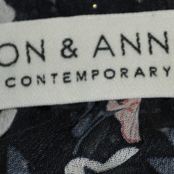 jon & anna contemporary womens black floral top sheer & sparkle sz large (32G) - Picture 6 of 9